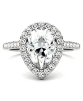 Moissanite Pear Halo Ring (2-5/8 ct. tw. Diamond Equivalent) 14k White Gold