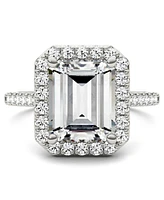 Moissanite Emerald Halo Ring (4 ct. tw. Diamond Equivalent) 14k White Gold