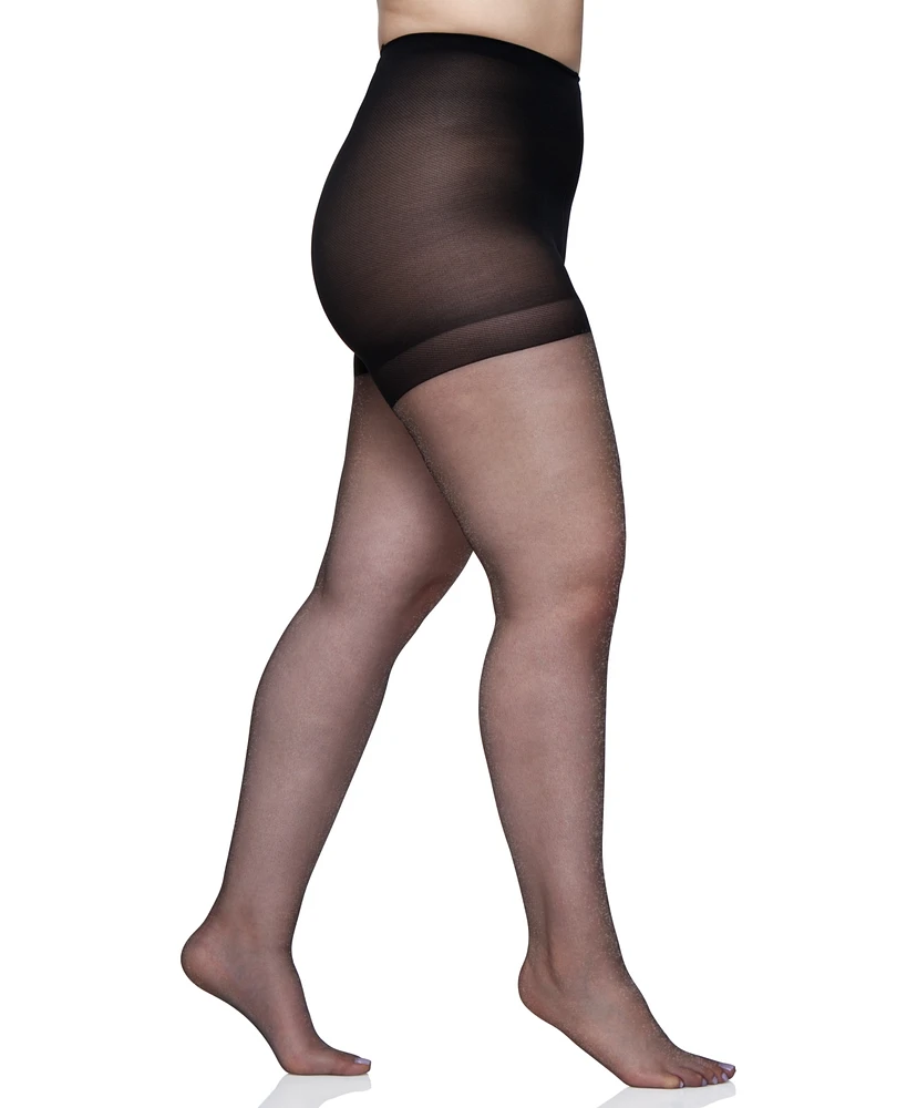 Berkshire Women's Queen Plus Shimmers Ultra Sheer Control Top Pantyhose 4412