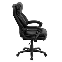 High Back Black Leather Executive Swivel Chair With Arms