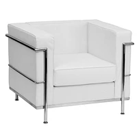 Hercules Regal Series Contemporary Melrose White Leather Chair With Encasing Frame
