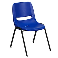 Hercules Series 440 Lb. Capacity Navy Ergonomic Shell Stack Chair With Black Frame And 12'' Seat Height
