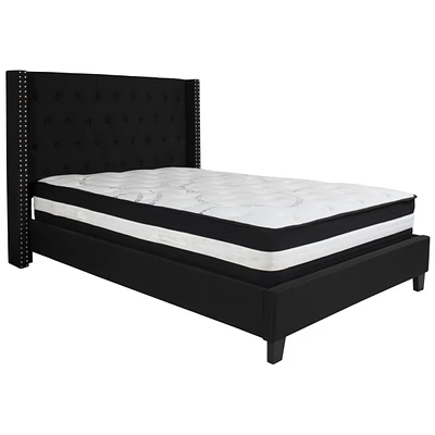 Riverdale Full Tufted Upholstered Fabric Platform Bed With Pocket Spring Mattress