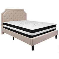 Brighton Queen Tufted Upholstered Fabric Platform Bed With Pocket Spring Mattress