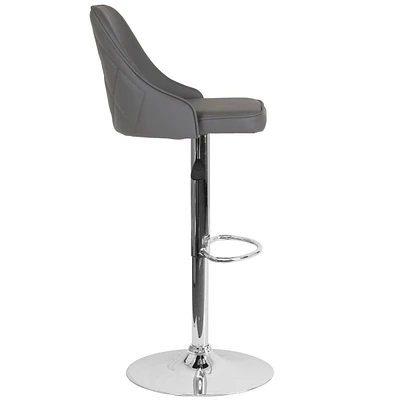 Trieste Contemporary Adjustable Height Barstool In Gray Leather