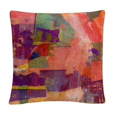 Anthony Sikich Wanderings Colorful Shapes Composition Decorative Pillow, 16" x 16"
