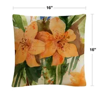 Sheila Golden Tiger Lilies Orange Modern Decorative Pillow, 16" x 16"