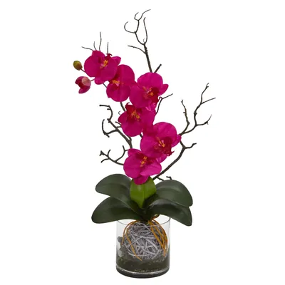 Nearly Natural Phalaenopsis Orchid Artificial Arrangement Vase