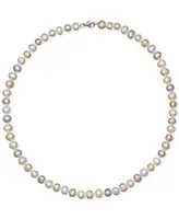 18" Cultured Freshwater Pearl Strand Necklace (7-8mm) Sterling Silver