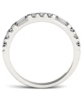 Moissanite Round and Baguette Stackable Ring (1/2 ct. tw. Diamond Equivalent) 14k White Gold