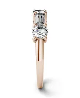 Moissanite Round and Baguette Stackable Ring (1-1/6 ct. tw. Diamond Equivalent) 14k White or Rose Gold