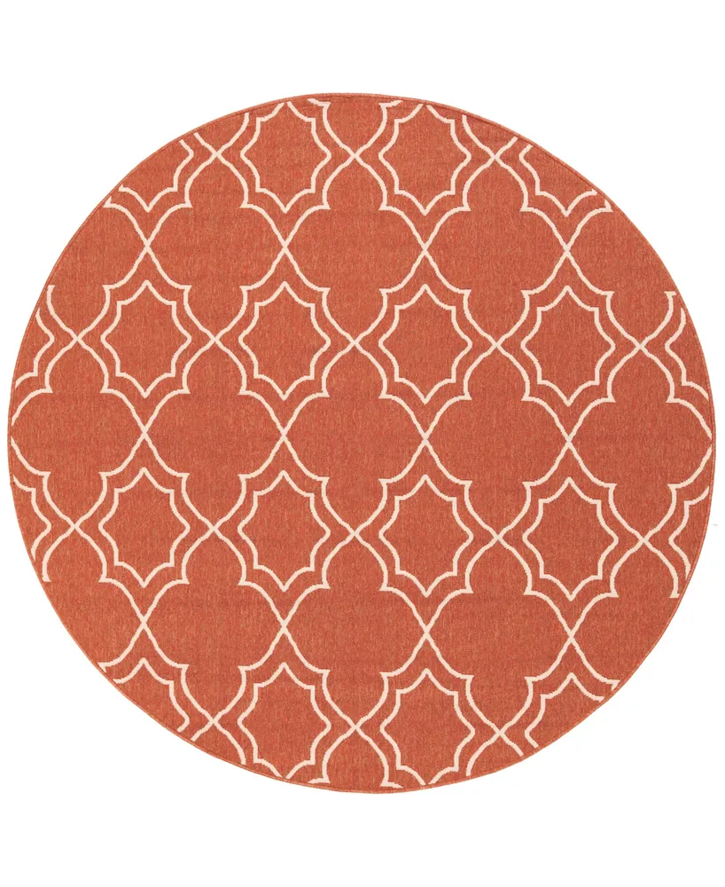 Closeout! Surya Alfresco Alf-9591 Rust 5'3" Round Area Rug, Indoor/Outdoor