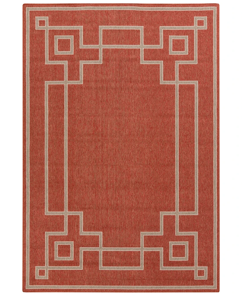 Livabliss Alfresco Alf-9631 Rust 7'3" Square Area Rug, Indoor/Outdoor