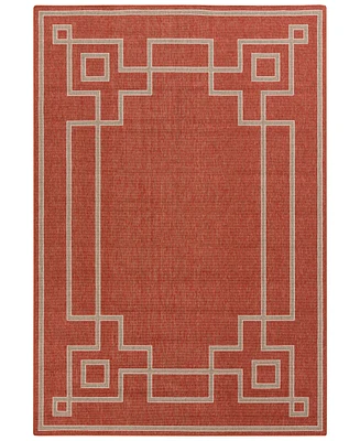 Livabliss Alfresco Alf-9631 Rust 7'3" Square Area Rug, Indoor/Outdoor