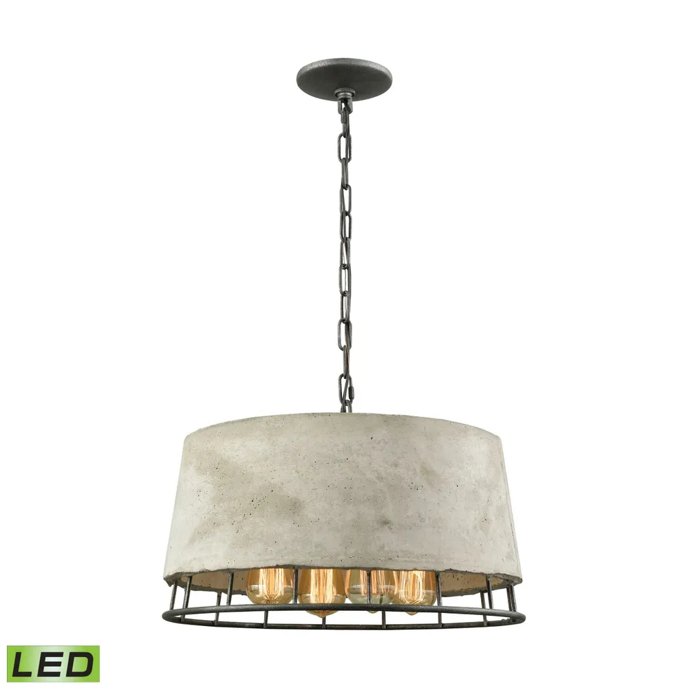 Brocca 4 Light Chandelier in Silverdust Iron with Concrete Shade