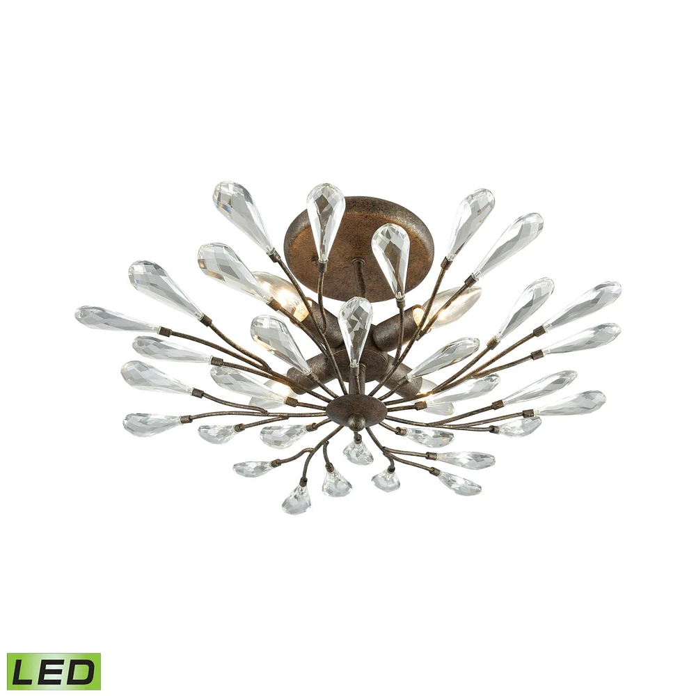 Crislett 4 Light Semi Flush in Sunglow Bronze with Clear Crystal