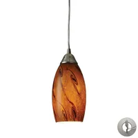 Galaxy 1-Light Pendant in Brown and Satin Nickel Finish