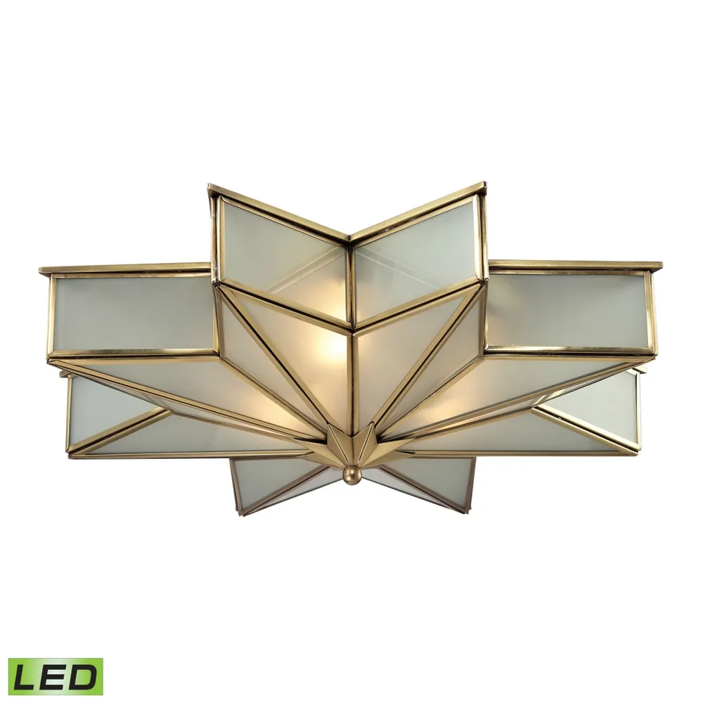 Decostar Collection 3 light flushmount in Brushed Brass