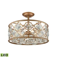 Armand 4 Light Semi Flush in Matte Gold with Clear Crystal