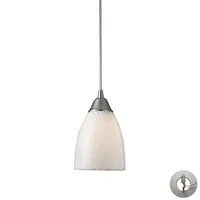 Arco Baleno 1 Light Pendant in Satin Nickel and White Swirl Glass - Includes Adapter Kit