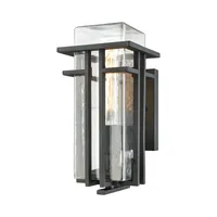 Croftwell 1 Light Outdoor Wall Sconce in Textured Matte Black with Clear Glass