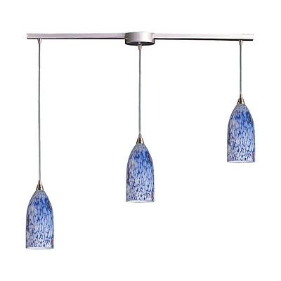 Verona Collection 3 Light Linear Bar Starburst Blue Glass