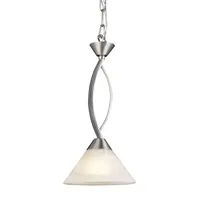 Elysburg 1 Light Pendant in Satin Nickel and White Glass - Includes Adapter Kit