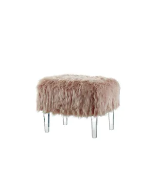 Closeout Raven I Faux Fur Acrylic Ottoman