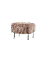 Closeout Raven I Faux Fur Acrylic Ottoman