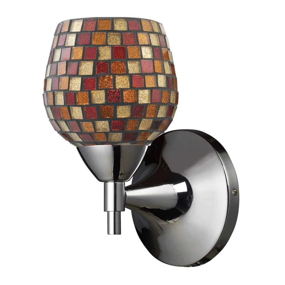 Celina 1-Light Sconce in Polished Chrome with Multi Fusion Glass