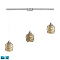 Fusion 3-Light Linear Pendant Gold Leaf in Satin Nickel