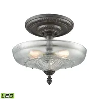 Restoration Flushes 3 Light Semi Flush in Oil Rubbed Bronze with Clear Glass