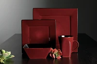 Gibson Elite Kiesling Square Red 16-Piece Dinnerware Set, Service for 4