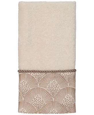 Avanti Deco Shells Bordered Cotton Fingertip Towel, 11" x 18"