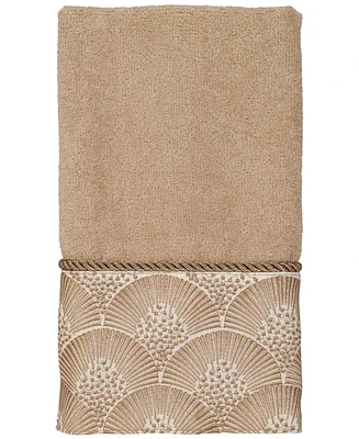 Avanti Deco Shells Bordered Cotton Fingertip Towel, 11" x 18"