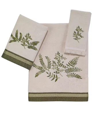 Avanti Greenwood Leafy Ferns Embroidered Fingertip Towel, 11" x 18"