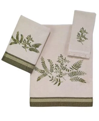 Avanti Greenwood Leafy Ferns Embroidered Bath Towels