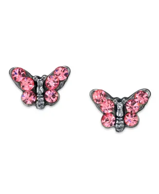 2028 Silver Tone Crystal Butterfly Stud Earring