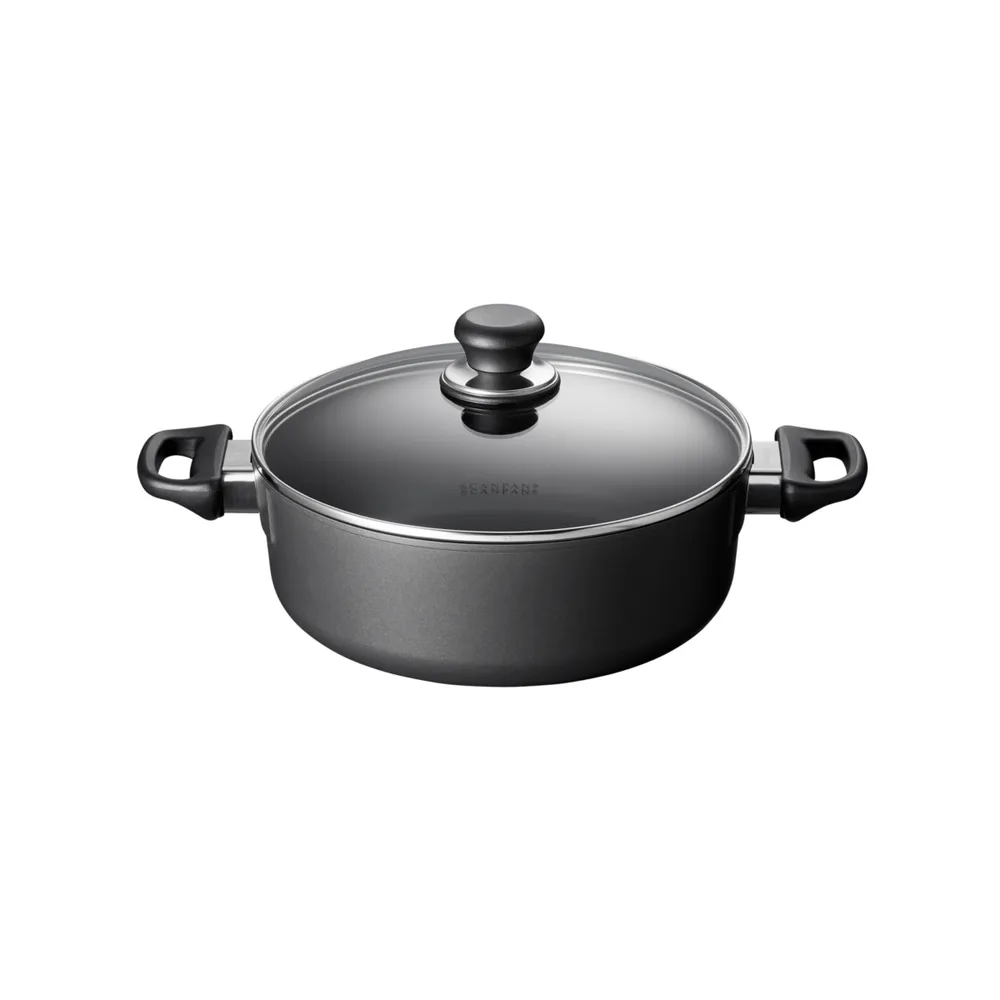 Scanpan Classic 4.5 qt, 4.0 L, 10.25", 26cm Nonstick Low Sauce Pot with Lid, Black
