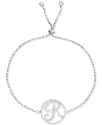 Diamond Accent Initial Bolo Bracelet in Silver-Plate