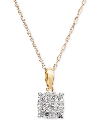 Diamond Cluster 18" Pendant Necklace (1/10 ct. t.w.) in 10k Gold