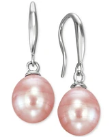 Cultured Freshwater Pearl Necklace (7-7 1/2mm) and Drop Earrings (7x9mm) Set Sterling Silver