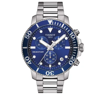 Tissot Men's Swiss Chronograph Seastar 1000 Stainless Steel Bracelet Diver Watch 45.5mm