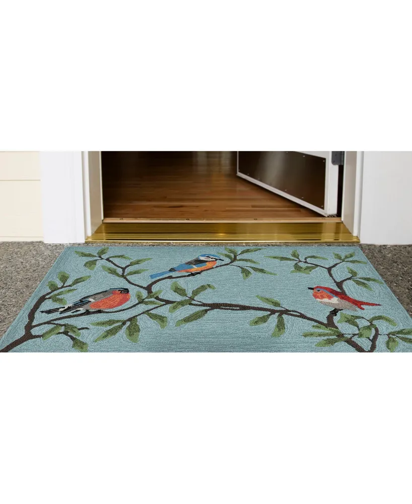 Liora Manne' Ravella 2270 Birds On Branches Blue 2' x 3' Indoor/Outdoor Area Rug