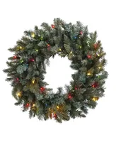 Nearly Natural 30" Pine Wreath w/ Colored Lights