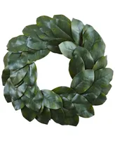 Nearly Natural 24" Magnolia Leaf Wreath