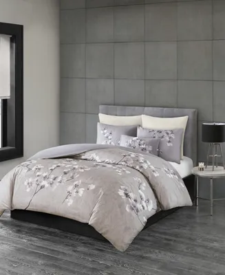 N Natori Sakura Blossom Cotton Sateen 3-Pc. Duvet Cover Set, King