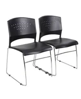 Boss Office Products Black Stack Chair With Chrome Frame, set of 2