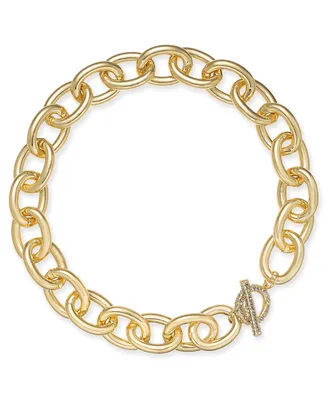 I.n.c. International Concepts Gold-Tone Pave Toggle Chain-Link 18" Collar Necklace, Created for Macy's