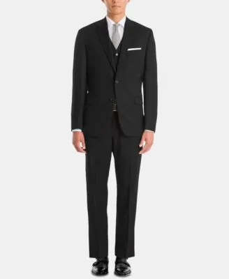 Lauren Ralph Lauren Mens Ultraflex Classic Fit Black Wool Suit Separates